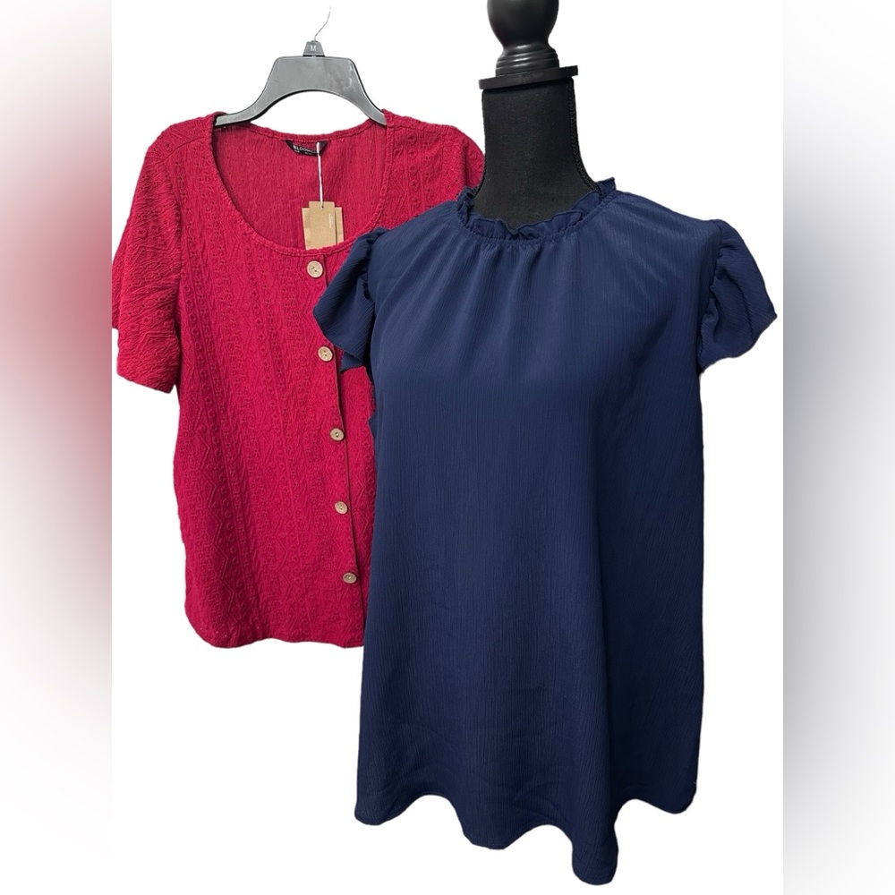 NWT ‎ BloomChic Women’s Size 12 Lot Of 2 Tops Red & Blue